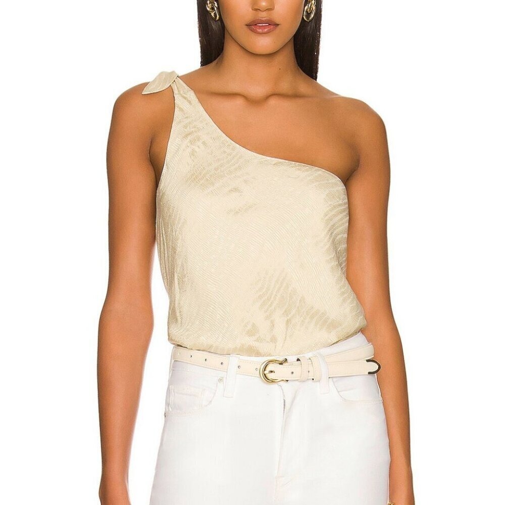 Revolve Krisa One Shoulder‎ Tie Tank NWT Champagne NWT